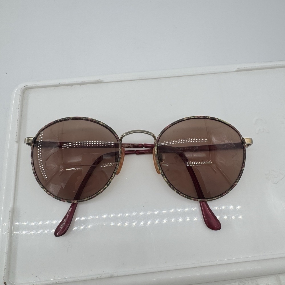 Vintage Oliver Winston Metro Round Eyeglass Frames Floral‎ Red 55-21-145